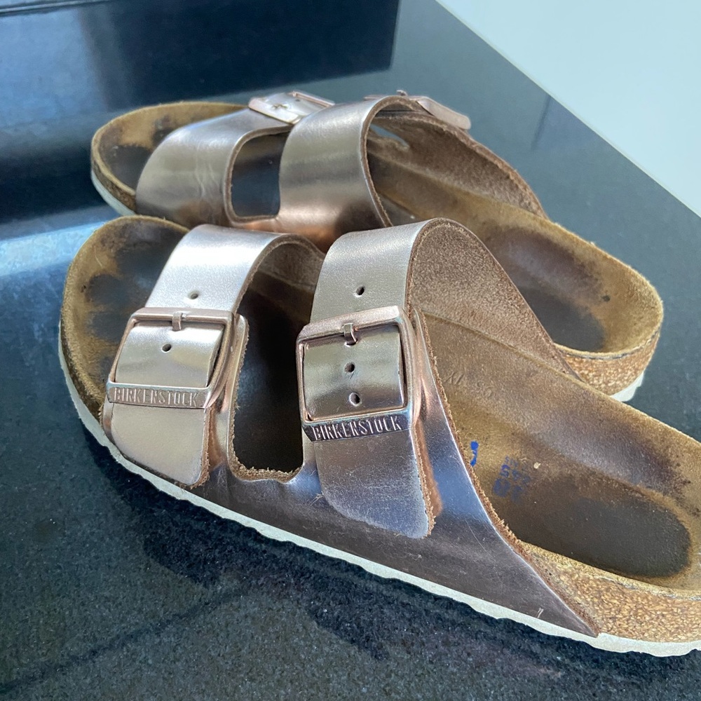 Birkenstock Rose Gold Slide Sandals
